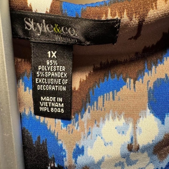 Style & Co Kilim Print Blue & Brown Dress, Size 1X - Picture 4 of 5